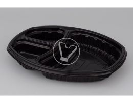 Bottom for lunch-box СпК-257, 257*202*37 mm, triple-section, black