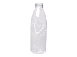 Round bottle with a wide neck, without cap, transparent, 1000 ml