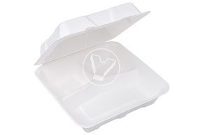 Lunch box with lid 1560ml, 3 sections, 232*228*50 mm, VerdeVita