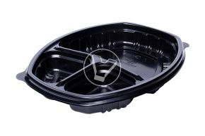 Bottom for lunch-box СпК-257, 257*202*37 mm, triple-section, black