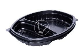 Bottom for lunch-box СпК-257, 257*202*37 mm, double-section, black