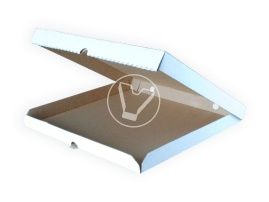 პიცის ყუთი, 400*400*40 მმ, გოფრირებული, თეთრი